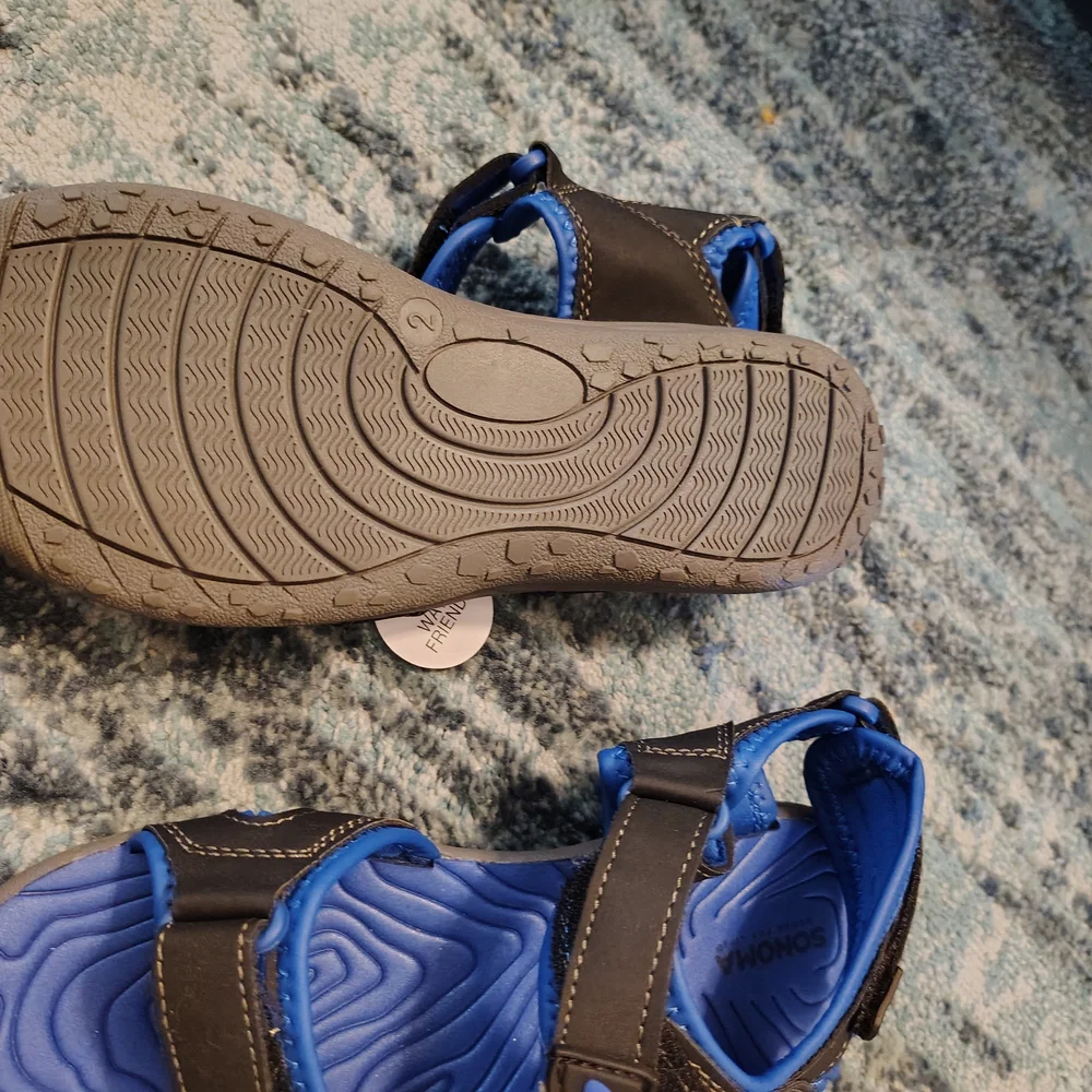 Kids Blue‎ and Black Sandals Boys 2 New